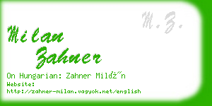 milan zahner business card